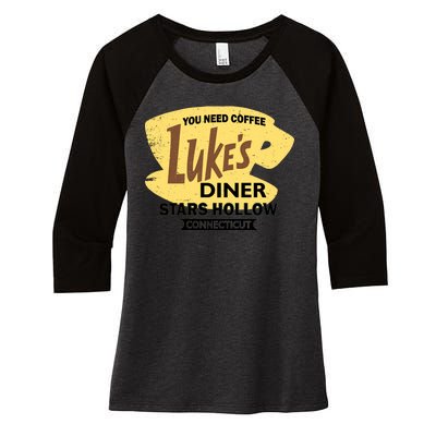 Vintge Luke's Diner Stars Hollow Connecticut Women's Tri-Blend 3/4-Sleeve Raglan Shirt