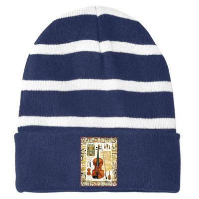 Violin Striped Beanie with Solid Band