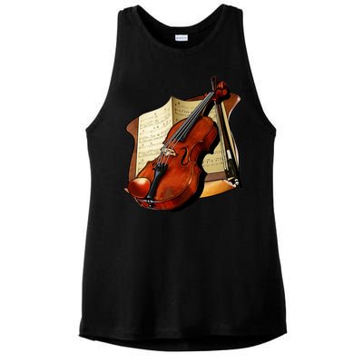 Violin and Sheet Music Ladies PosiCharge Tri-Blend Wicking Tank