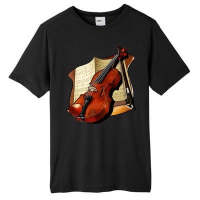 Violin and Sheet Music Tall Fusion ChromaSoft Performance T-Shirt