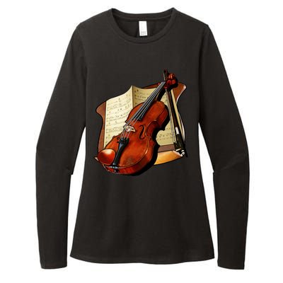 Violin and Sheet Music Womens CVC Long Sleeve Shirt