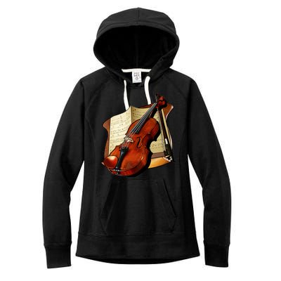 Violin and Sheet Music Women's Fleece Hoodie