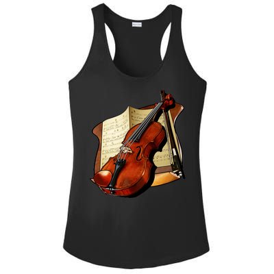 Violin and Sheet Music Ladies PosiCharge Competitor Racerback Tank