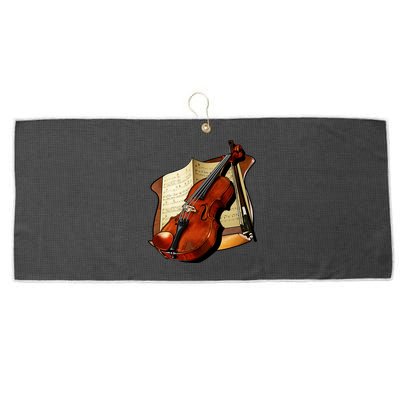 Violin and Sheet Music Large Microfiber Waffle Golf Towel