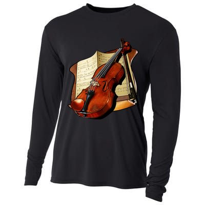 Violin and Sheet Music Cooling Performance Long Sleeve Crew