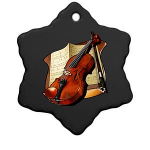 Violin and Sheet Music Ceramic Star Ornament