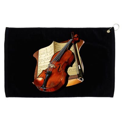 Violin and Sheet Music Grommeted Golf Towel