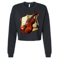Violin and Sheet Music Cropped Pullover Crew