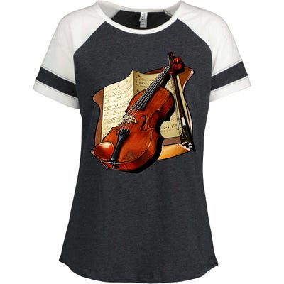 Violin and Sheet Music Enza Ladies Jersey Colorblock Tee