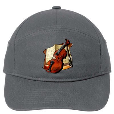 Violin and Sheet Music 7-Panel Snapback Hat