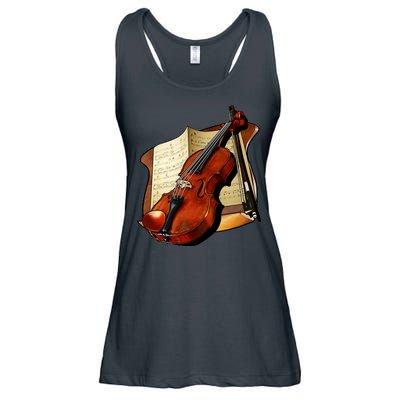 Violin and Sheet Music Ladies Essential Flowy Tank