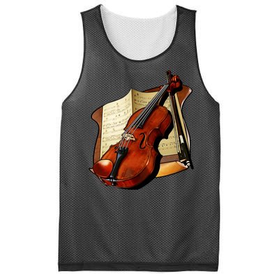 Violin and Sheet Music Mesh Reversible Basketball Jersey Tank