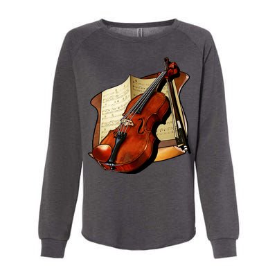 Violin and Sheet Music Womens California Wash Sweatshirt