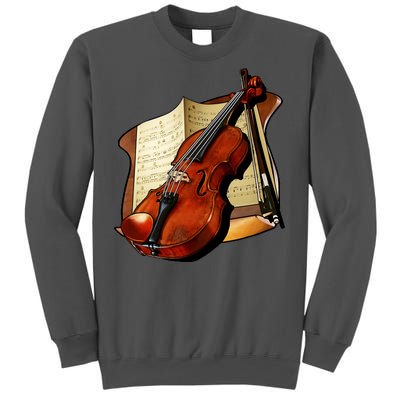 Violin and Sheet Music Tall Sweatshirt