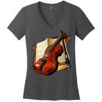 Violin and Sheet Music Women's V-Neck T-Shirt