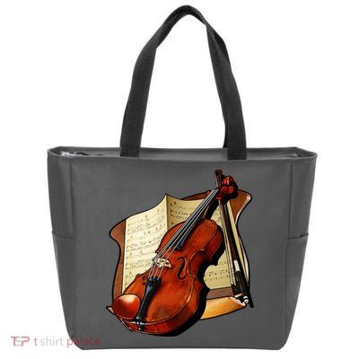 Violin and Sheet Music Zip Tote Bag