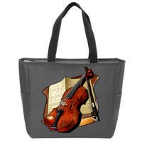 Violin and Sheet Music Zip Tote Bag