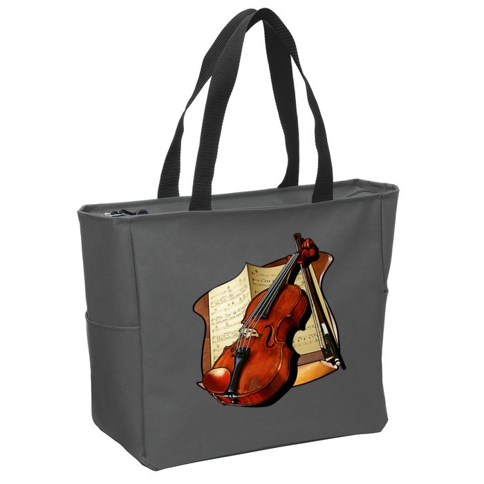 Violin and Sheet Music Zip Tote Bag