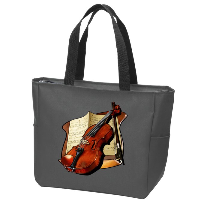 Violin and Sheet Music Zip Tote Bag