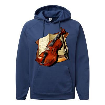 Violin and Sheet Music Performance Fleece Hoodie