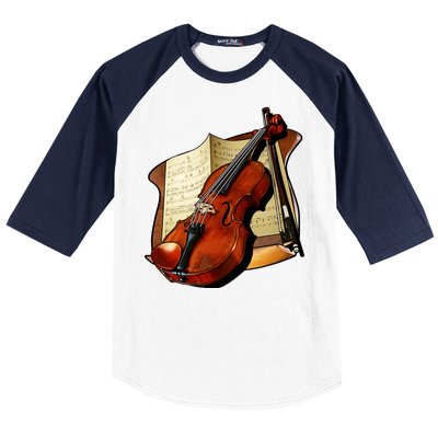 Violin and Sheet Music Baseball Sleeve Shirt