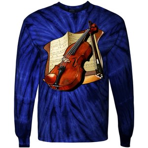 Violin and Sheet Music Tie-Dye Long Sleeve Shirt