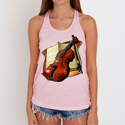 Violin and Sheet Music Women's Knotted Racerback Tank