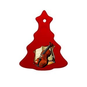 Violin and Sheet Music Ceramic Tree Ornament