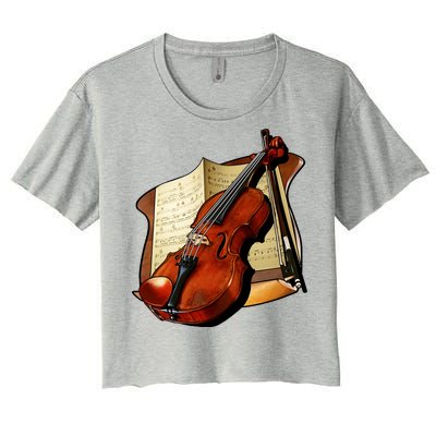 Violin and Sheet Music Women's Crop Top Tee