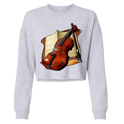 Violin and Sheet Music Cropped Pullover Crew