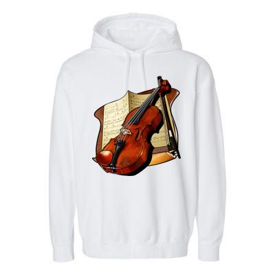 Violin and Sheet Music Garment-Dyed Fleece Hoodie