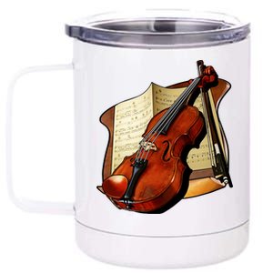 Violin and Sheet Music 12 oz Stainless Steel Tumbler Cup