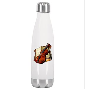 Violin and Sheet Music Stainless Steel Insulated Water Bottle