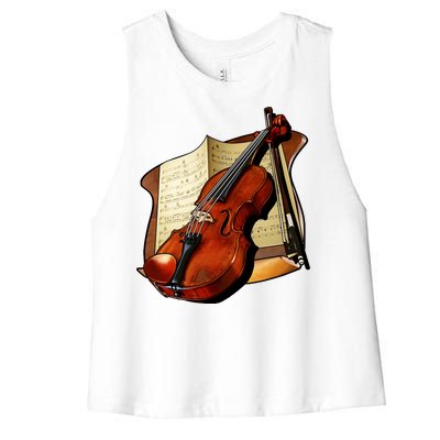 Violin and Sheet Music Women's Racerback Cropped Tank