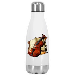 Violin and Sheet Music Stainless Steel Insulated Water Bottle