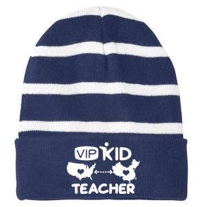 VIP Kid Teacher International Online Learning Striped Beanie with Solid Band