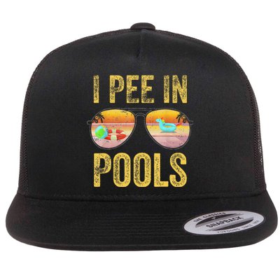 Vintage I Pee In Pools Funny Flat Bill Trucker Hat