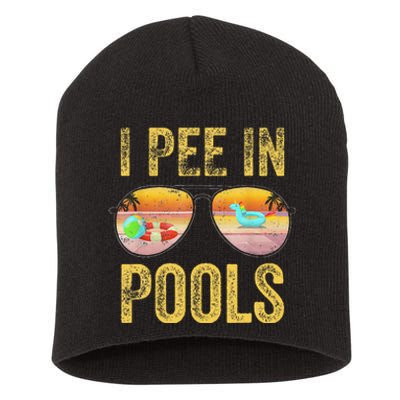 Vintage I Pee In Pools Funny Short Acrylic Beanie