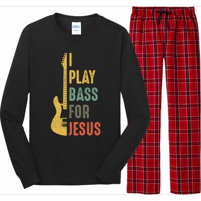 Vintage I Play Bass For Jesus Guitar Lover Gift Long Sleeve Pajama Set