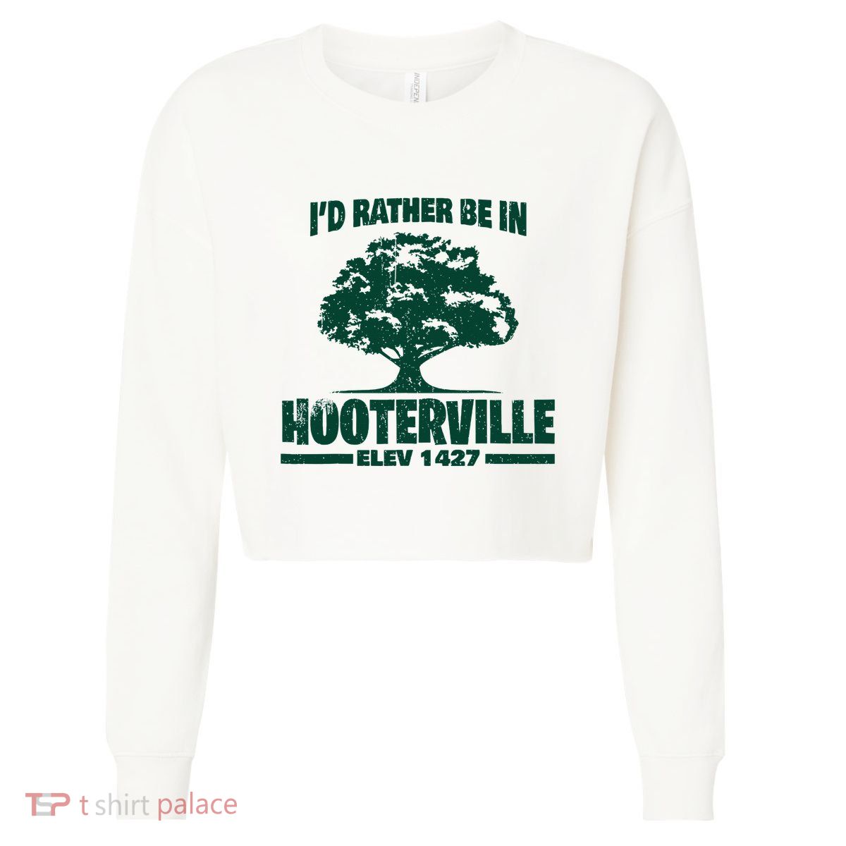 Vintage ID Rather Be In Hooterville 1427 Cropped Pullover Crew