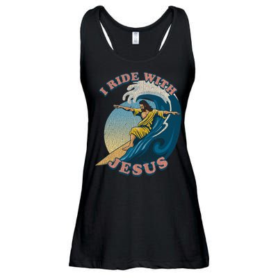 Vintage I Ride With Jesus Surfing Jesus Ladies Essential Flowy Tank