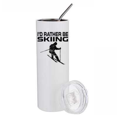 Vintage Id Rather Be Skiing Great Gift Stainless Steel Tumbler