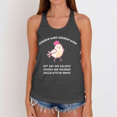 Viral Chicken Wing Chicken Wing Hot Dog & Bologna Song Women's Knotted Racerback Tank