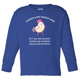 Viral Chicken Wing Chicken Wing Hot Dog & Bologna Song Toddler Long Sleeve Shirt