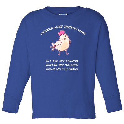 Viral Chicken Wing Chicken Wing Hot Dog & Bologna Song Toddler Long Sleeve Shirt