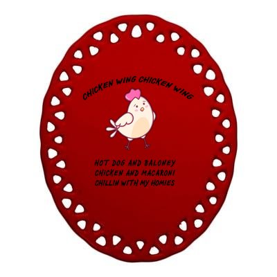 Viral Chicken Wing Chicken Wing Hot Dog & Bologna Song Ceramic Oval Ornament