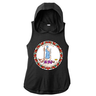 Virginia Sic Semper Tyrannis With Governor Northam Ladies PosiCharge Tri-Blend Wicking Draft Hoodie Tank