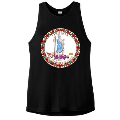 Virginia Sic Semper Tyrannis With Governor Northam Ladies PosiCharge Tri-Blend Wicking Tank