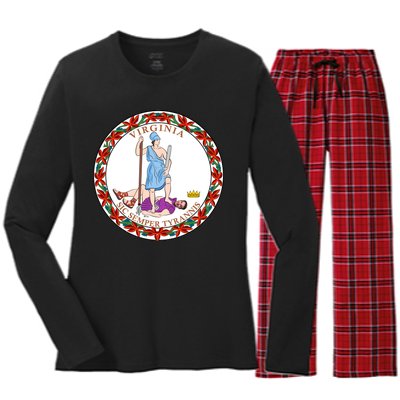 Virginia Sic Semper Tyrannis With Governor Northam Women's Long Sleeve Flannel Pajama Set 