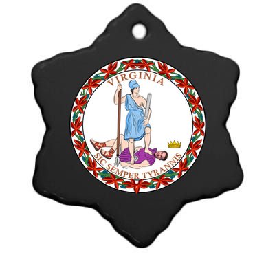 Virginia Sic Semper Tyrannis With Governor Northam Ceramic Star Ornament